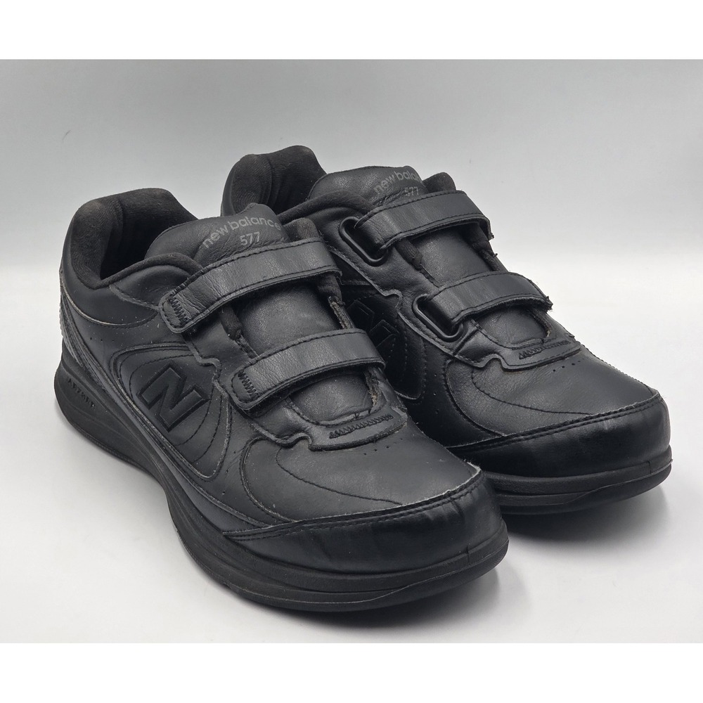 New Balance 577 Men Sz 9.5 4E Black Leather Double Strap Walking Shoes MW577VK